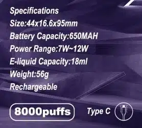 HQD Miracle 8000 Specifications